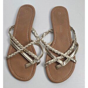 Charles Albert Women's Flat Golden Strap Sandals size 7